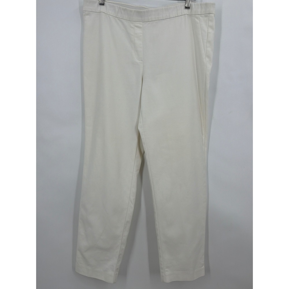 J. Jill White Cotton Rayon Stretch Slim Leg Pull On Pants Size 14